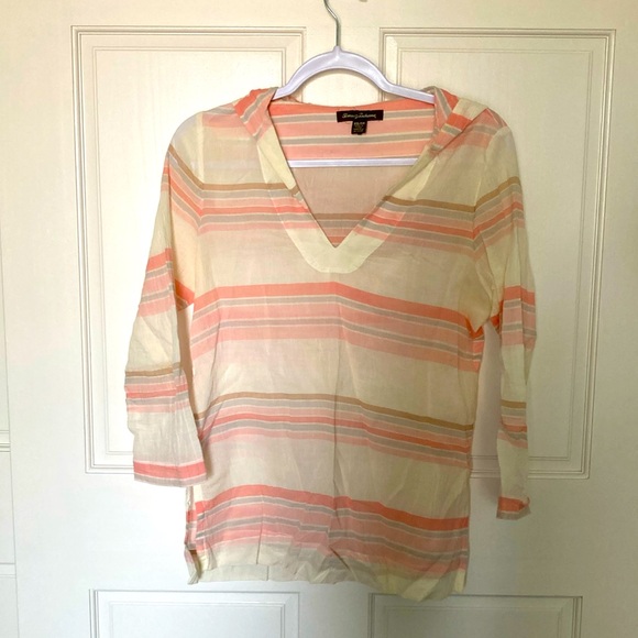 Tommy Bahama hooded gauzy beach cover-up top - Picture 1 of 6